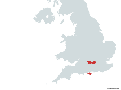 Map showing relative locations of Berkshire and the Isle of Wight for school trips
